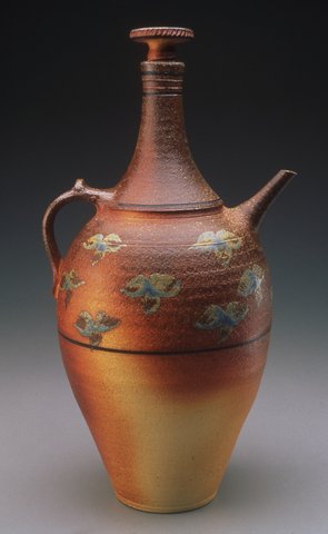 Heerspink, Large Screw Top Bottle, 22_H x 9_W x 9_L , Stoneware, Ash Glazed