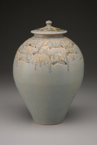 Heerspink and Porter, Larged Lidded Jar, Ash Glazed