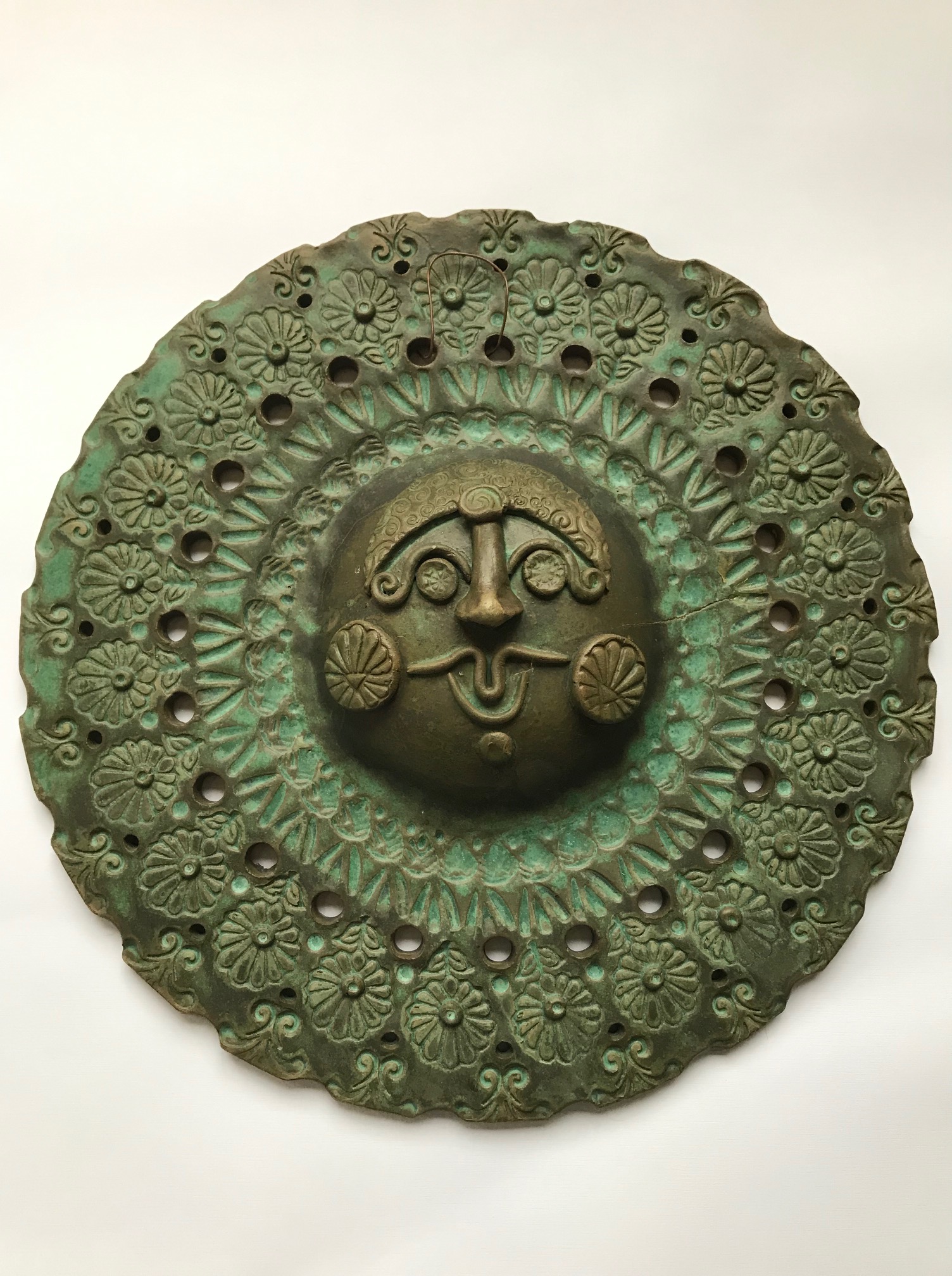 Frey, Weathered Sun, 13x13x2 in. - clay - Handbuilt