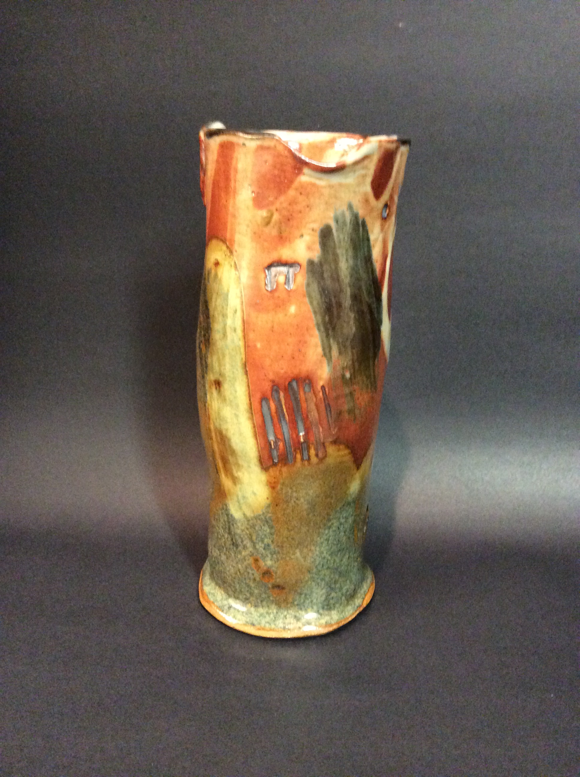 WYATT-Vase-11x5x5in. Stoneware, Cone 10 Reduction